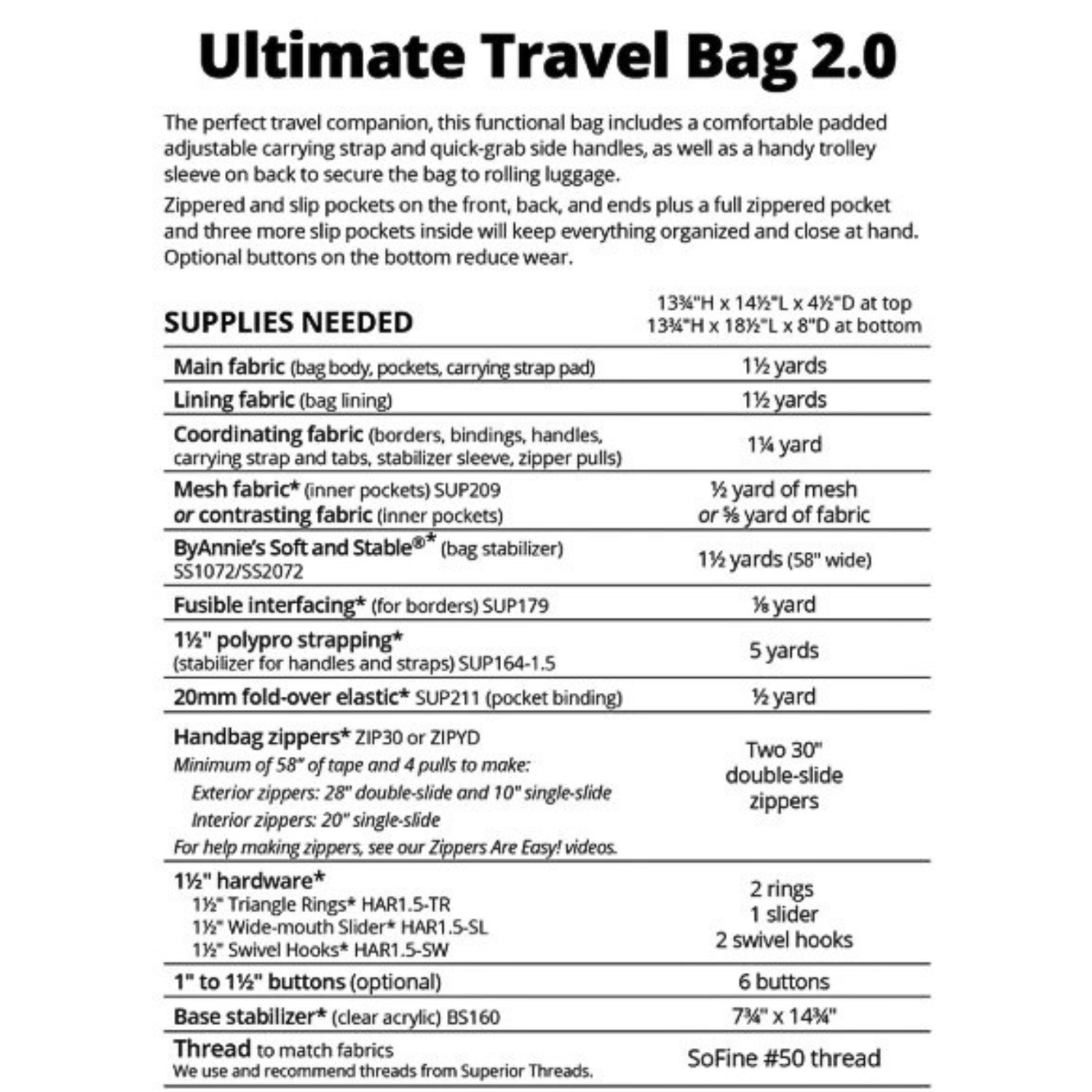 Ultimate Travel Bag 2.0 Sewing Pattern